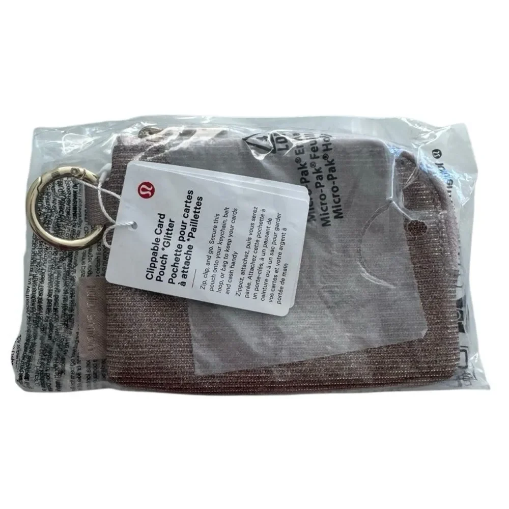 Lululemon Clippable Card Pouch Glitter   Champagne/Muse/Gold